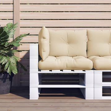 vidaXL Palletkussens 3 st stof beige, Verzenden, Nieuw, Beige
