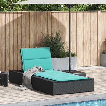 vidaXL Ligbed met zwevend kussen poly rattan zwart, Verzenden, Nieuw