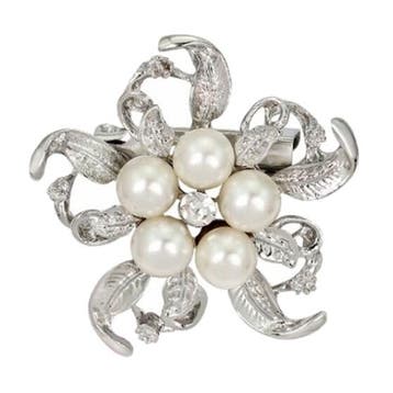 Fako Bijoux - Broche - Bloem Ster Met Parels - 42x42mm -, Verzenden, Nieuw