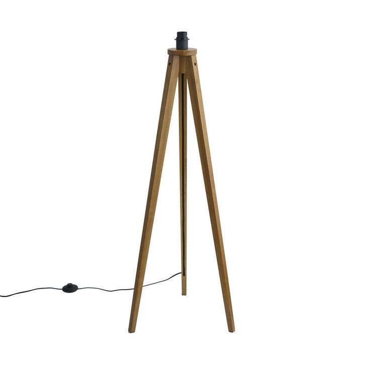 Landelijke vloerlamp tripod vintage hout - Tripod Classic, Huis en Inrichting, Lampen | Vloerlampen, Nieuw, Hout, Verzenden