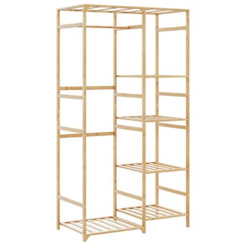 vidaXL Kledingrek met schappen 100x50x184,5 cm bamboe, Verzenden, Nieuw
