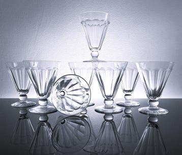 Val Saint Lambert - Drinkset (8) - Model Art Déco Eurel -