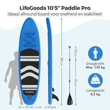 2dekans | LifeGoods SUP Board - Opblaasbaar Paddle Board -, Ophalen of Verzenden, Zo goed als nieuw