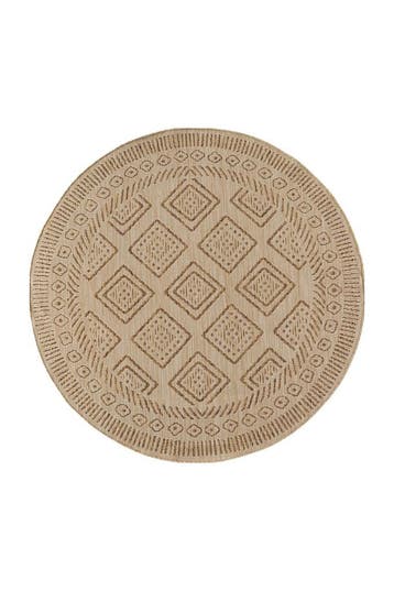 Rond Buitenkleed | Mira | Ruiten | Beige | 200x200 cm, Verzenden, Nieuw