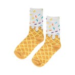 Sokken Katoen - IJsje Print - Wit Beige - Maat 36-43, Nieuw