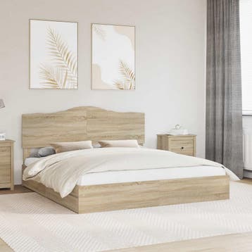 vidaXL Opslag bed met lade Sonoma Eiken 180 x 200 cm Bewerkt, Verzenden, Nieuw, Bruin, Hout