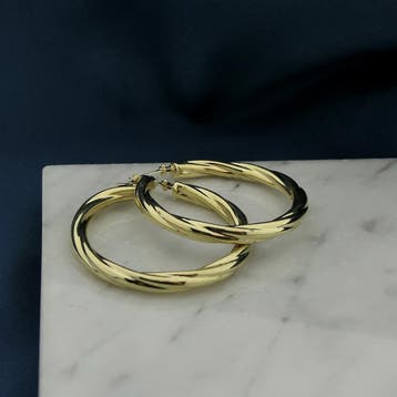 Gouden wokkel oorringen (Oorbellen), Ophalen of Verzenden, Gebruikt, Goud, Goud