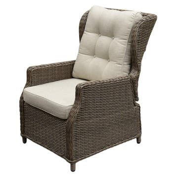 Ibiza lounge tuinstoel verstelbaar bruin wicker | naturel, Ophalen of Verzenden, Nieuw, Wicker