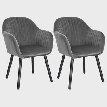 Set van 2 fluwelen eetkamerstoelen met armleuningen en rugle, Verzenden, Nieuw