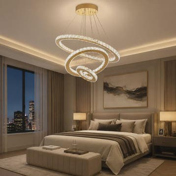 Luxe Kristallen Plafondlamp 3 Ringen LED Hanglamp - Sfeervol, Verzenden, Nieuw