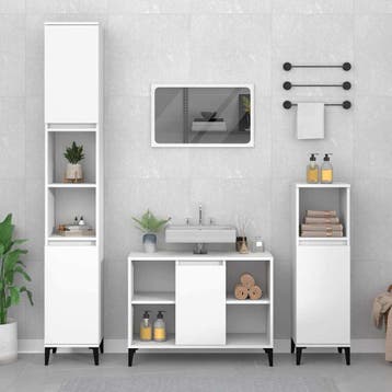 vidaXL Wastafelkast 80x33x60 cm bewerkt hout wit, Verzenden, Nieuw