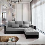 Hoekbank Kos met Opbergruimte Grijs en Zwart | €449,-, Hout, 100 tot 125 cm, Hoekbank, 200 tot 250 cm