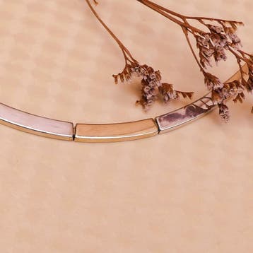 Bicolor gouden fantasie schakelcollier (Ketting), Ophalen of Verzenden, Gebruikt, Overige kleuren, Goud