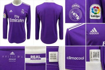 Real Madrid Adidas Away Long Sleeve Shirt 2016/2017 Purple, Nieuw