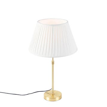 Tafellamp goud/messing met plisse kap crème 35 cm - Parte, Verzenden, Nieuw