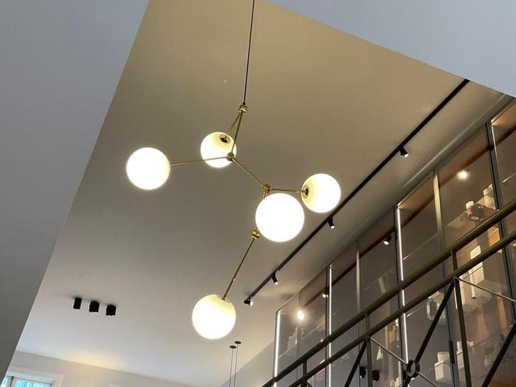 Online veiling: Hanglamp met 5 lichtpunten, Huis en Inrichting, Lampen | Hanglampen, Gebruikt