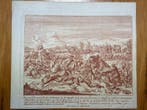 Peter Schenk - Red copper engraving Attack of the Indians in, Nieuw