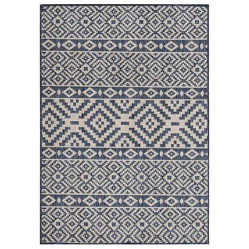 vidaXL Buitenkleed met patroon platgeweven 200x280 cm blauw, Verzenden, Nieuw, Blauw