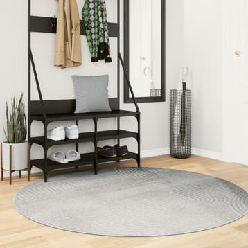 vidaXL Vloerkleed IZA laagpolig Scandinavisch Ø 160 cm grijs, Verzenden, Nieuw, Grijs