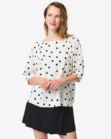 HEMA Dames top Iva stippen wit/zwart, Verzenden, Nieuw
