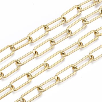 50 cm RVS Paperclip ketting ovaal gesoldeerd 17 x 7 x 2mm..., Ophalen of Verzenden, Nieuw, Kraal