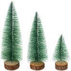 Ruhhy set van 3 mini-kerstbomen met sneeuwlaag en houten..., Ophalen of Verzenden, Nieuw