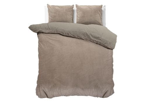 Sleeptime Velvet Uni Dekbedovertrek Taupe - 200 x 200/220 +, Huis en Inrichting, Slaapkamer | Beddengoed