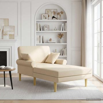 vidaXL Chaise longue Crèmekleurig Stof, Verzenden, Nieuw