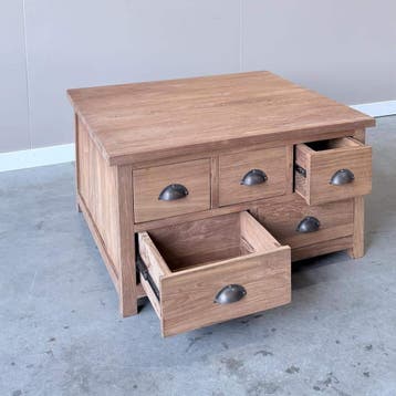 Vierkante salonkist gerecycled teakhout, Ophalen of Verzenden, Nieuw