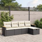 vidaXL 5-delige Loungeset met kussens poly rattan zwart, Tuin en Terras, 5 zitplaatsen, Nieuw, Loungeset, Verzenden
