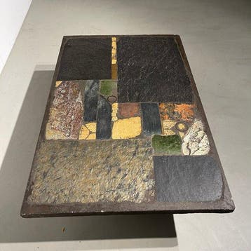 Paul Kingma - Salontafel - Leisteen, Messing, Metaal, Steen, Antiek en Kunst