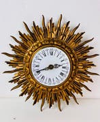 Sunburst wandklok - Mid-century modern Hout - 1960-1970, Antiek en Kunst