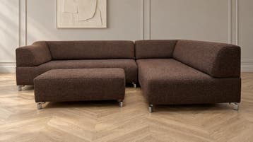 NIEUW Leolux Faya Lobi Hoekbank + Hocker Ploegwol + GARANTIE, Design Bank Bankstel Zetel Hoekbank Leolux, Hoekbank, Ophalen of Verzenden