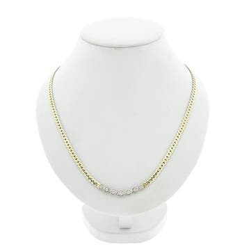 Gouden platte gourmet schakelcollier met diamant 0,50 ct., Sieraden, Tassen en Uiterlijk, Gebruikt, Ophalen of Verzenden, Met edelsteen