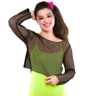 Visnet croptop zwart, Verzenden, Nieuw, Feestartikel