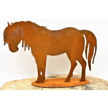 Metalen sierfiguur paard | Patina tuindecoratie vintage pony, Huis en Inrichting, Verzenden, Nieuw