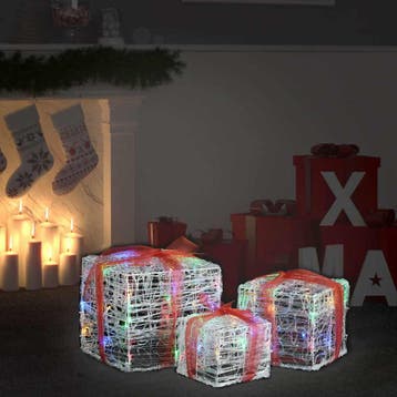 vidaXL Kerstverlichting geschenkdozen 3 st decoratief acryl, Diversen, Kerst, Verzenden, Nieuw