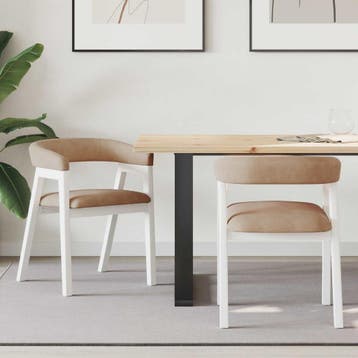 vidaXL Eettafelstoelen 2 st Massief Rubberhout Wit 54 x 57 x, Verzenden, Nieuw, Wit