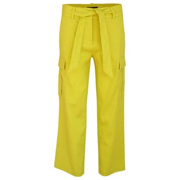 Cambio • linnen cargo broek Kaia in lime • 36, Cambio, Verzenden, Geel, Nieuw