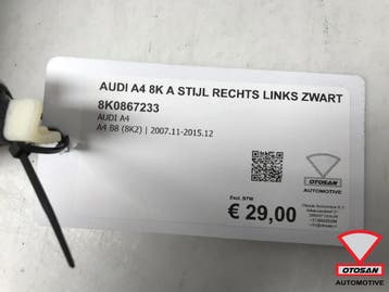 Audi A4 8K Hemeldeel A Stijl Rechts Links Zwart 8K0867233, Auto-onderdelen, Ophalen, Gebruikt, Audi