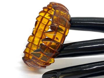 De Baltische Schat - Cognac Baltisch Amber Paneelarmband: