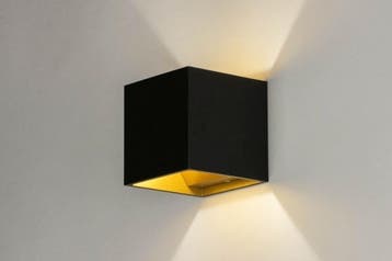 Rietveld Wandlampen - Zwart, Goud - Metaal, Aluminium, Verzenden, Nieuw