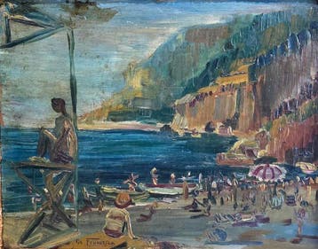 Pietro De Francisco (1873-1969) - Bagnanti in spiaggia