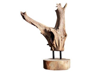 Massief teakhouten ornament FLAME 30-40cm drijfhout, Ophalen of Verzenden, Nieuw