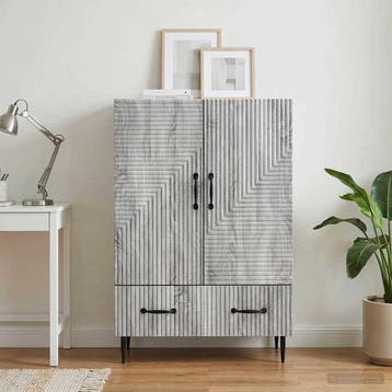 vidaXL Dressoir met lade Grijs sonoma 66 x 34,5 x 95 cm, Verzenden, Nieuw, Overige houtsoorten, Minder dan 50 cm