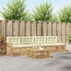 vidaXL Buiten bankenset 5 pcs Wit en crèmekleurig Massief, Huis en Inrichting, Verzenden, Nieuw
