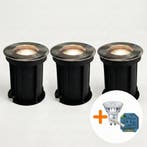 3-Stuks | SMART LED Grondspot GU10 rond | Rhodos | RVS, Ophalen of Verzenden, Nieuw, Plafondspot of Wandspot, Led