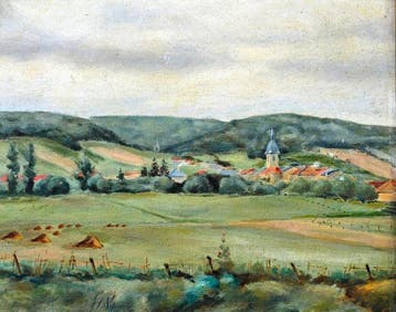 École paysagiste française (XX) - Au loin, le village