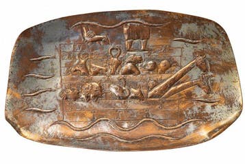 Judaica - Koper - 1950-1960 - Groot plateau dat de Ark van