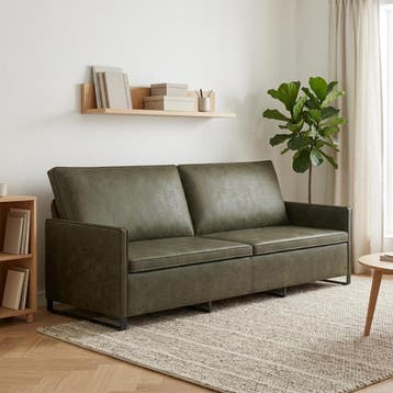 vidaXL 3-zits bank Legergroen 220 x 81 x 82 cm Faux Suède, Verzenden, Minder dan 150 cm, Metaal, Driepersoons